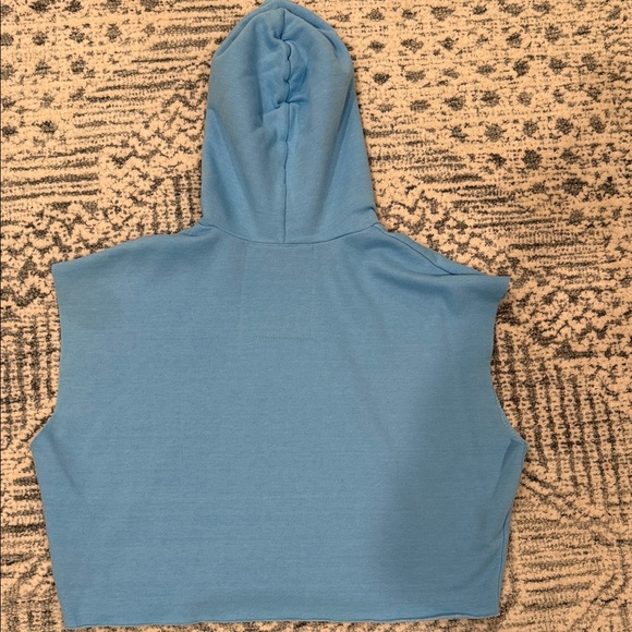 Aviator Nation Blue Sleeveless Hoodie with Smiley Face - Picture 3 of 3